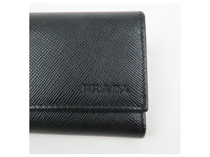 PRADA Portachiavi in pelle Saffiano 6 anelli Nero - vista 12