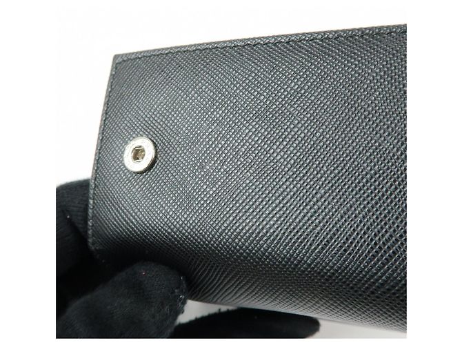 PRADA Portachiavi in pelle Saffiano 6 anelli Nero - vista 14