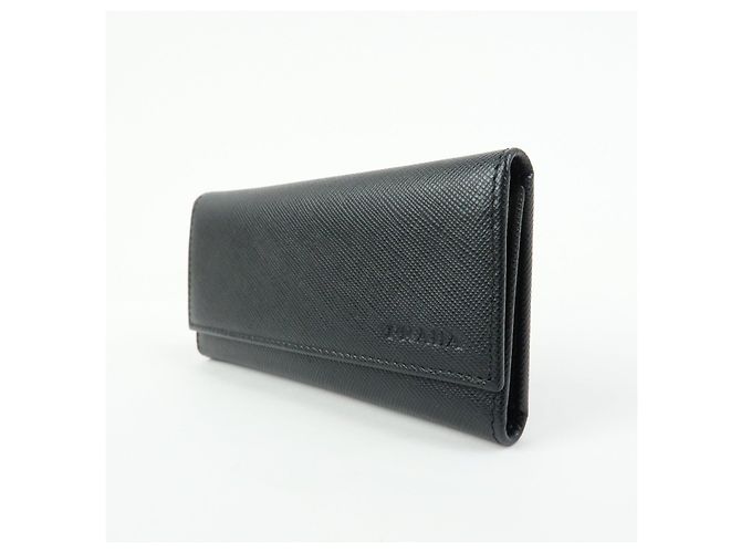 PRADA Portachiavi in pelle Saffiano 6 anelli Nero - vista 3