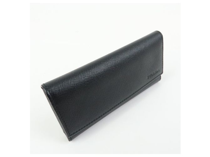 PRADA Portachiavi in pelle Saffiano 6 anelli Nero - vista 4