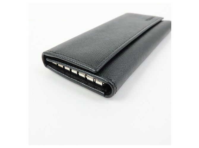 PRADA Portachiavi in pelle Saffiano 6 anelli Nero - vista 6