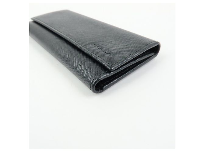 PRADA Portachiavi in pelle Saffiano 6 anelli Nero - vista 7