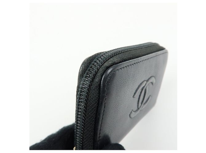 Portafoglio compatto rotondo con zip CHANEL COCO Mark in pelle di vitello Nero - vista 11