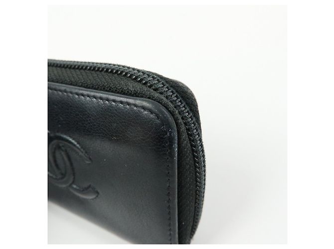Portafoglio compatto rotondo con zip CHANEL COCO Mark in pelle di vitello Nero - vista 12