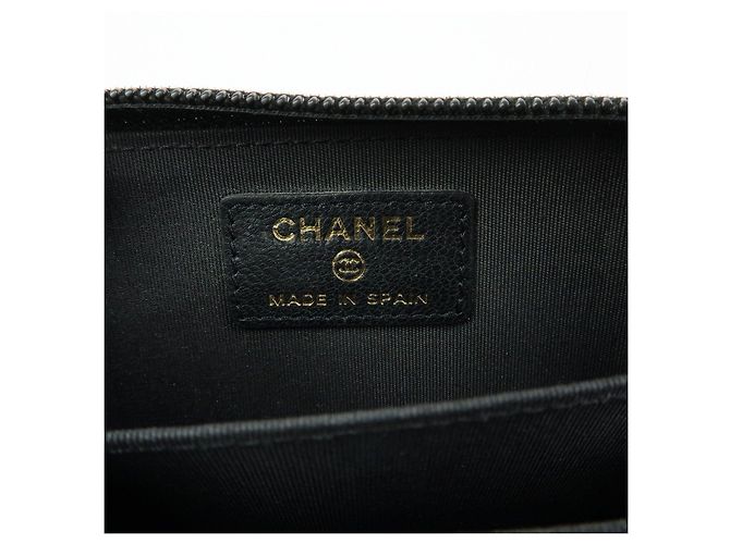 Portafoglio compatto rotondo con zip CHANEL COCO Mark in pelle di vitello Nero - vista 23