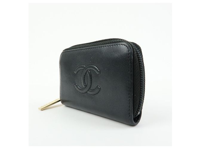 Portafoglio compatto rotondo con zip CHANEL COCO Mark in pelle di vitello Nero - vista 3