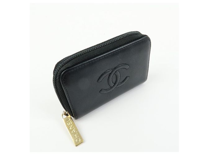 Portafoglio compatto rotondo con zip CHANEL COCO Mark in pelle di vitello Nero - vista 4