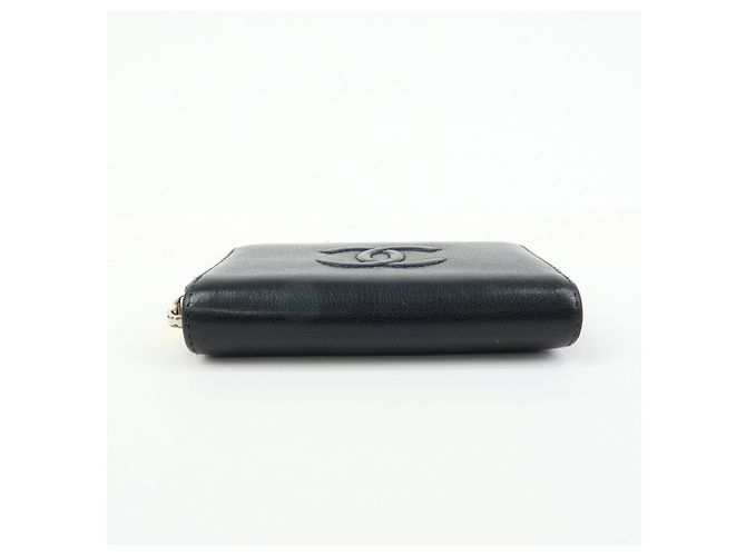 Portafoglio compatto rotondo con zip CHANEL COCO Mark in pelle di vitello Nero - vista 5