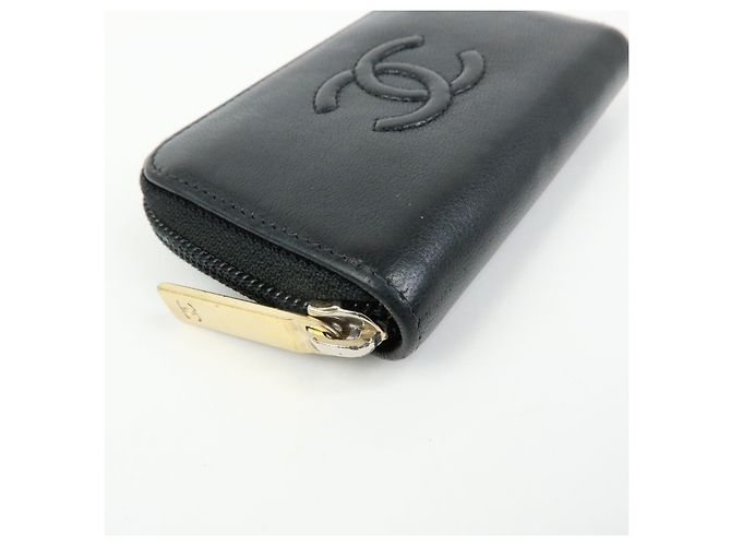 Portafoglio compatto rotondo con zip CHANEL COCO Mark in pelle di vitello Nero - vista 6