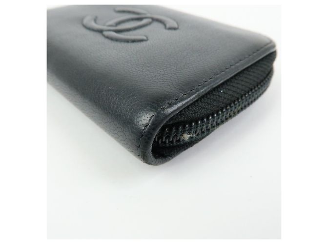 Portafoglio compatto rotondo con zip CHANEL COCO Mark in pelle di vitello Nero - vista 7