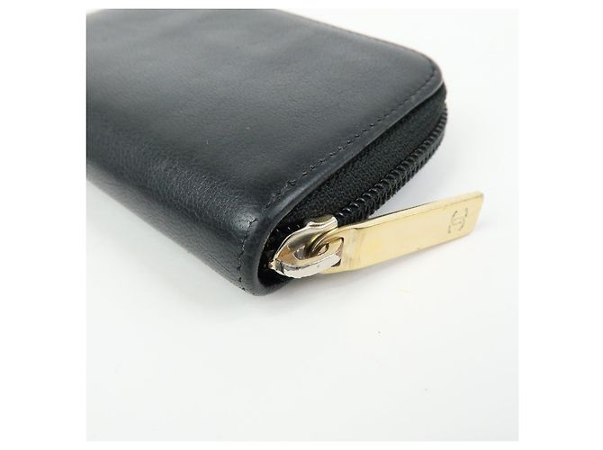 Portafoglio compatto rotondo con zip CHANEL COCO Mark in pelle di vitello Nero - vista 9