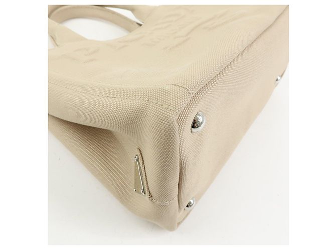 PRADA Canapa Triangle Logo Canvas 2Way Hand Bag Shoulder Bag Beige - vista 11