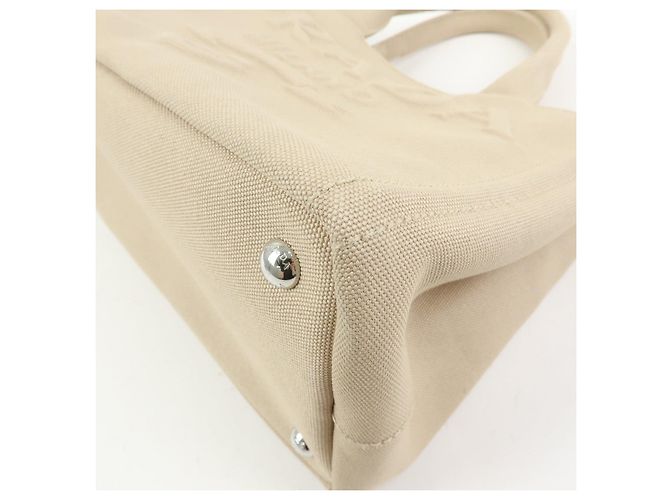 PRADA Canapa Triangle Logo Canvas 2Way Hand Bag Shoulder Bag Beige - vista 12