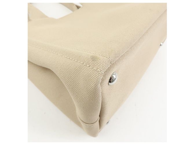 PRADA Canapa Triangle Logo Canvas 2Way Hand Bag Shoulder Bag Beige - vista 13