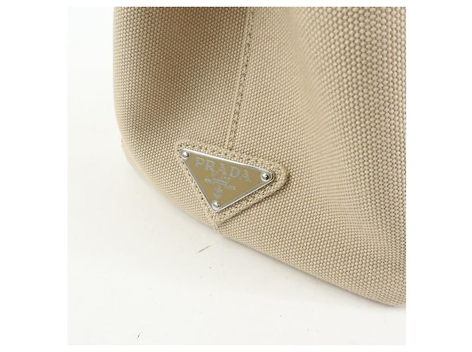 PRADA Canapa Triangle Logo Canvas 2Way Hand Bag Shoulder Bag Beige - vista 15