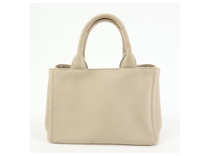 PRADA Canapa Triangle Logo Canvas 2Way Hand Bag Shoulder Bag Beige - vista 2