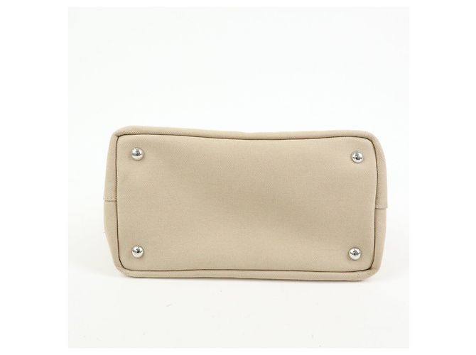 PRADA Canapa Triangle Logo Canvas 2Way Hand Bag Shoulder Bag Beige - vista 5
