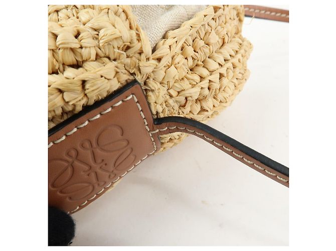 Borsa a tracolla LOEWE Anagram in pelle e rafia Motivo Conchiglia - vista 11