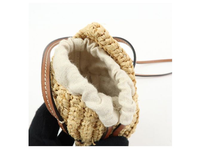 Borsa a tracolla LOEWE Anagram in pelle e rafia Motivo Conchiglia - vista 15