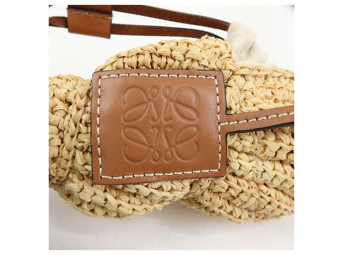 Borsa a tracolla LOEWE Anagram in pelle e rafia Motivo Conchiglia - vista 20