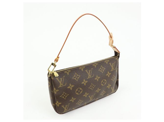 Louis Vuitton Monogram Pochette Accessoires Pouch Hand Bag Brown M51980 - vista 4