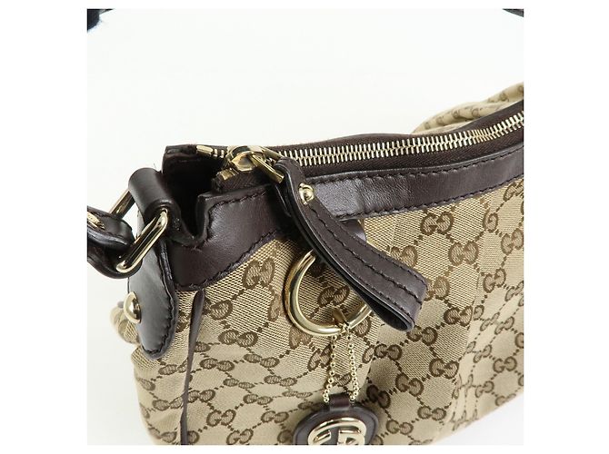 Borsa a tracolla GUCCI Sukey Interlocking G GG Canvas Beige Brown 232955 - vista 18