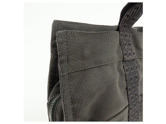 Hermès HERMES Her Line MM Handtasche Tote Bag aus Canvas Grau Schwarz - Ansicht 13