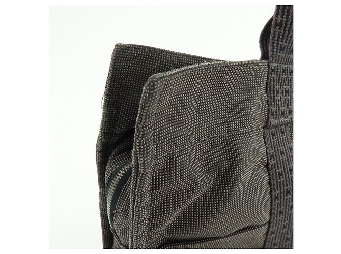 Hermès HERMES Her Line MM Handtasche Tote Bag aus Canvas Grau Schwarz - Ansicht 15