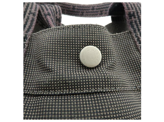 Hermès HERMES Her Line MM Handtasche Tote Bag aus Canvas Grau Schwarz - Ansicht 18