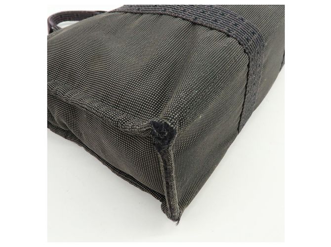 Hermès HERMES Her Line MM Handtasche Tote Bag aus Canvas Grau Schwarz - Ansicht 9