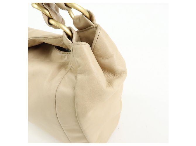 Borsa a tracolla e a mano CHANEL COCO Mark in pelle d'agnello con catena, Beige - vista 11