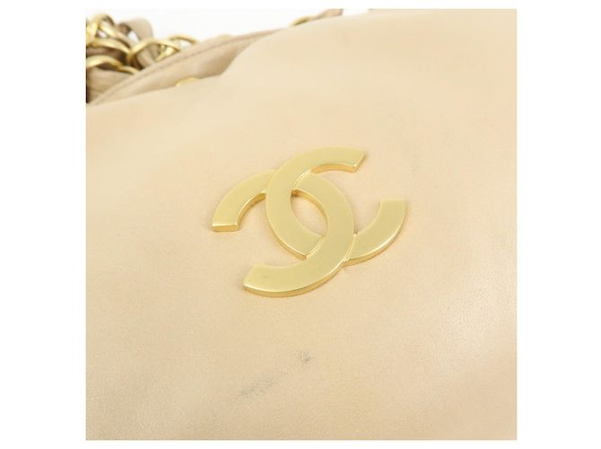 Borsa a tracolla e a mano CHANEL COCO Mark in pelle d'agnello con catena, Beige - vista 12