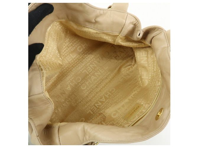 Borsa a tracolla e a mano CHANEL COCO Mark in pelle d'agnello con catena, Beige - vista 17