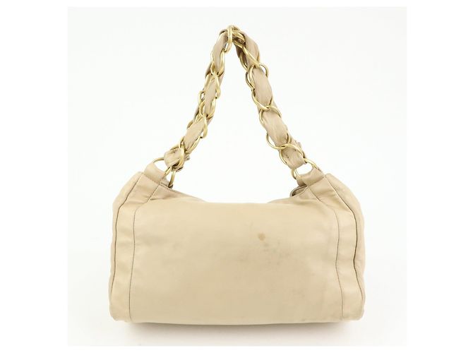 Borsa a tracolla e a mano CHANEL COCO Mark in pelle d'agnello con catena, Beige - vista 2