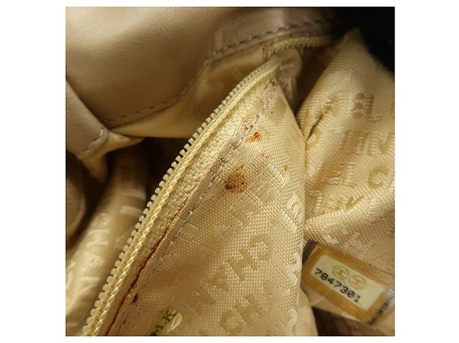 Borsa a tracolla e a mano CHANEL COCO Mark in pelle d'agnello con catena, Beige - vista 20