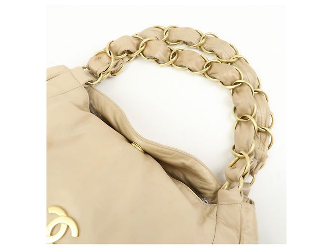 Borsa a tracolla e a mano CHANEL COCO Mark in pelle d'agnello con catena, Beige - vista 6