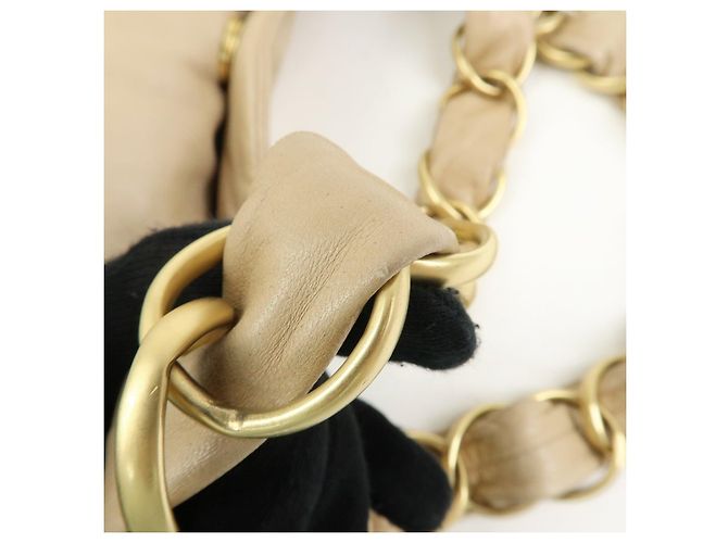 Borsa a tracolla e a mano CHANEL COCO Mark in pelle d'agnello con catena, Beige - vista 7