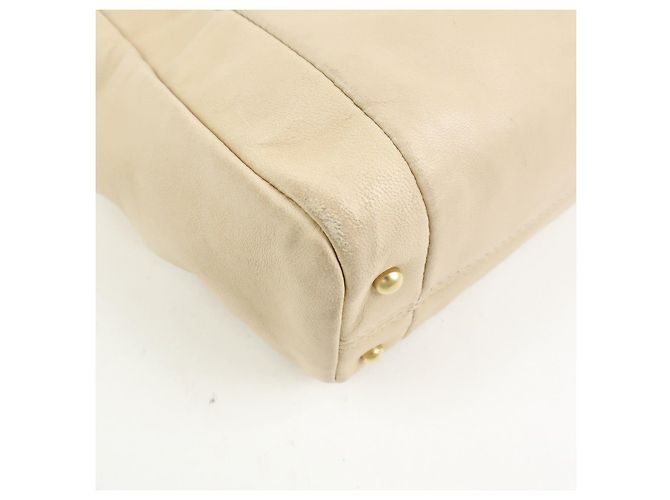 Borsa a tracolla e a mano CHANEL COCO Mark in pelle d'agnello con catena, Beige - vista 8