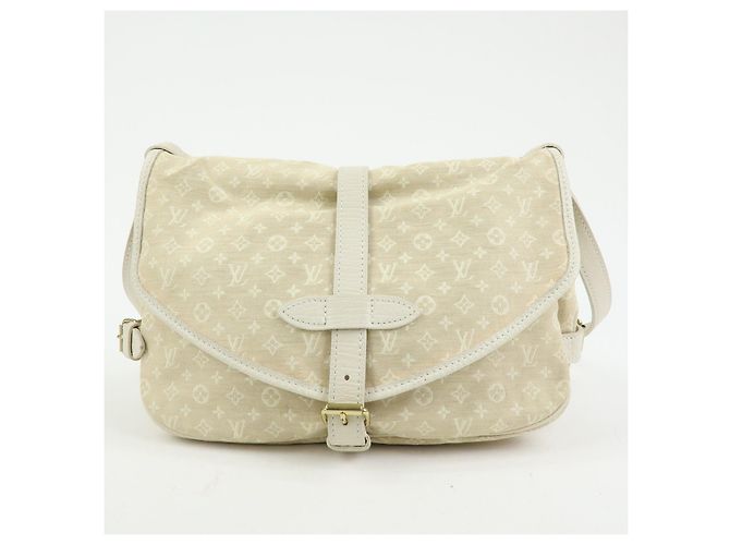 Borsa a tracolla Louis Vuitton Monogram Mini Lin Saumur 30 Dune M95314 - vista 2