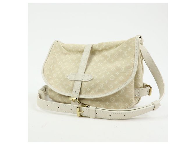 Borsa a tracolla Louis Vuitton Monogram Mini Lin Saumur 30 Dune M95314 - vista 3