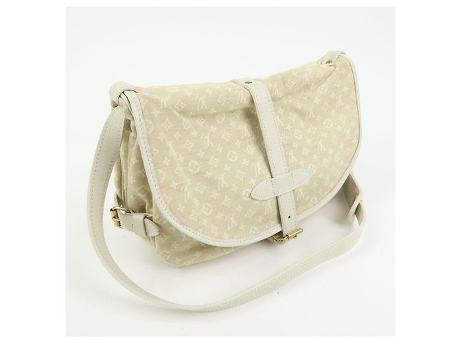Borsa a tracolla Louis Vuitton Monogram Mini Lin Saumur 30 Dune M95314 - vista 4