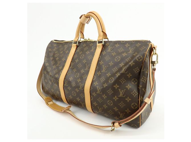 Louis Vuitton Monogram Keep All Bandouliere 50 Borsa Boston Marrone M41416 - vista 3
