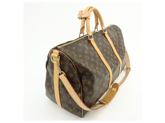 Louis Vuitton Monogram Keep All Bandouliere 50 Borsa Boston Marrone M41416 - vista 4