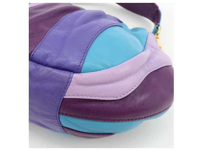 Borsa a tracolla e borsa a mano 2Way in pelle con logo PRADA Viola Blu Turchese - vista 10