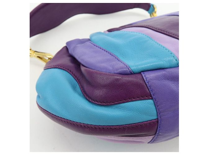Borsa a tracolla e borsa a mano 2Way in pelle con logo PRADA Viola Blu Turchese - vista 11