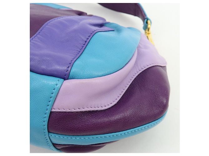 Borsa a tracolla e borsa a mano 2Way in pelle con logo PRADA Viola Blu Turchese - vista 12