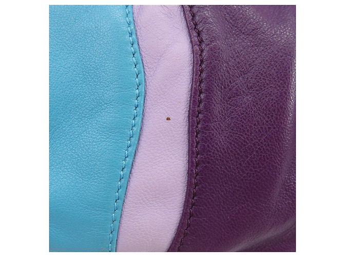 Borsa a tracolla e borsa a mano 2Way in pelle con logo PRADA Viola Blu Turchese - vista 18
