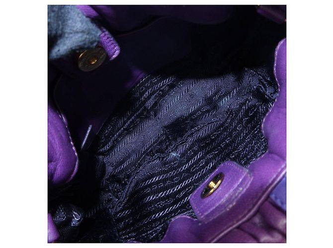 Borsa a tracolla e borsa a mano 2Way in pelle con logo PRADA Viola Blu Turchese - vista 19