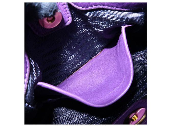 Borsa a tracolla e borsa a mano 2Way in pelle con logo PRADA Viola Blu Turchese - vista 20