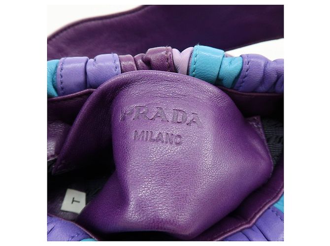 Borsa a tracolla e borsa a mano 2Way in pelle con logo PRADA Viola Blu Turchese - vista 21